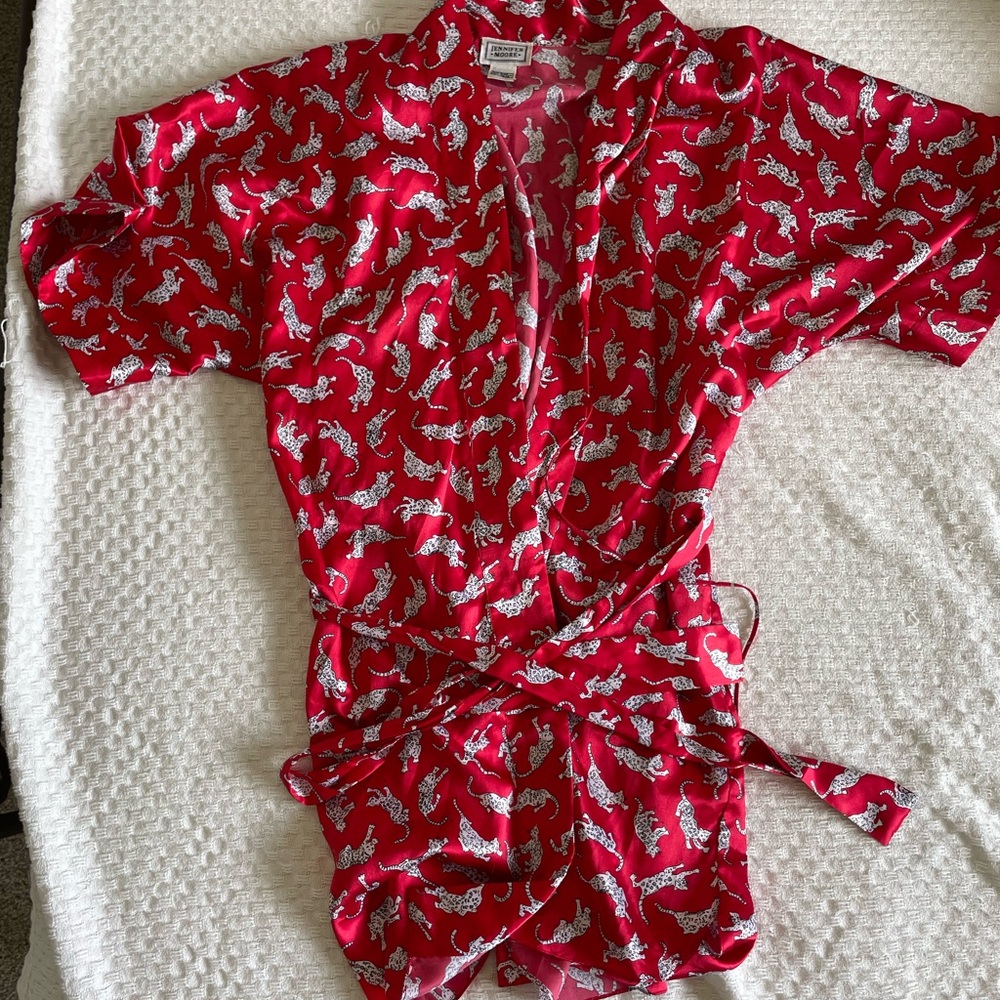 Vintage Jennifer Moore Red Animal Print Kimono